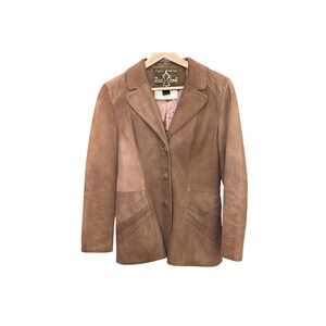 Vintage English Suede Leather Blazer Coat Tailored Brown Jacket Strong & Fisher